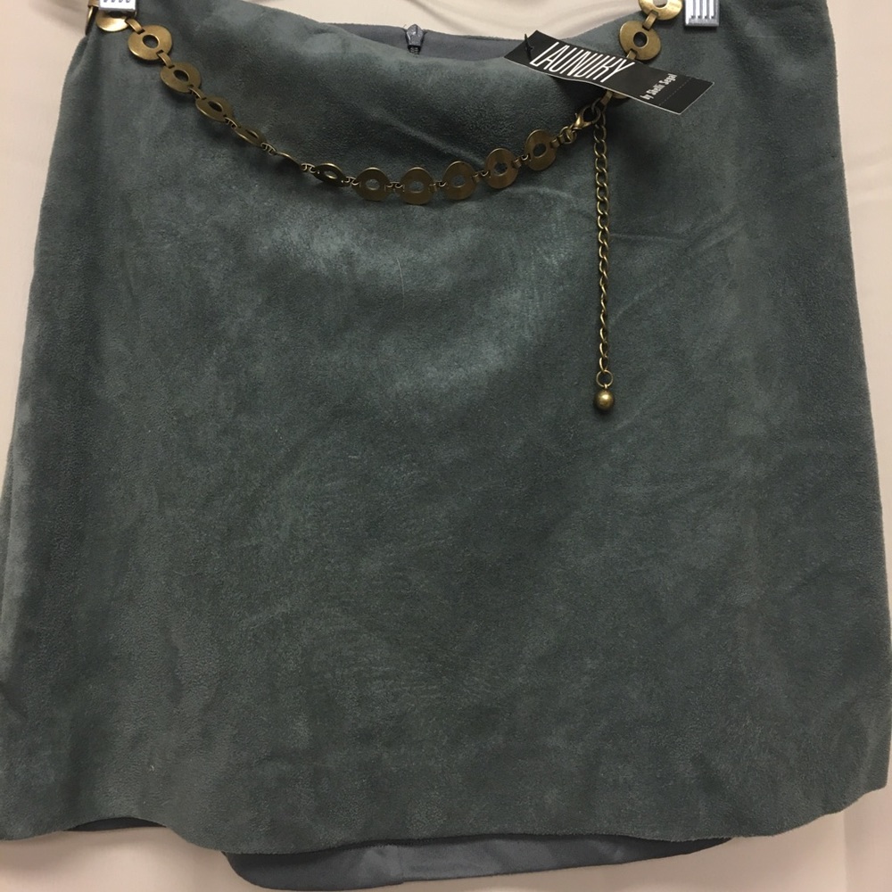 Laundry faux suede mini skirt with belt